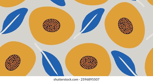 Hand drawn simple abstract flowers print. Trendy collage pattern. Fashionable template for design. 