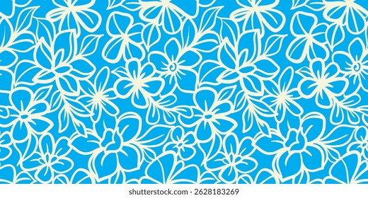 Hand drawn simple abstract flowers print. Trendy collage pattern. Fashionable template for fabric design.