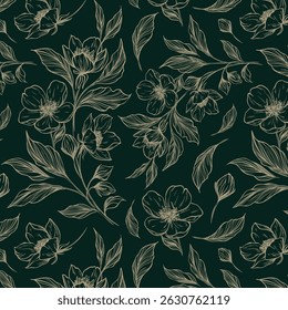 Dibujado a mano simple impresión abstracta de flores. Patrón de contorno de collage de moda. Plantilla de moda para el diseño de la tela.
