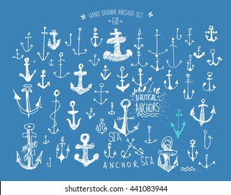 Hand drawn simple anchors set