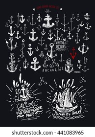 Hand drawn simple anchors, and Summer is Calling Typography design
