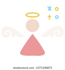 Hand drawn simple angel icon, vector material