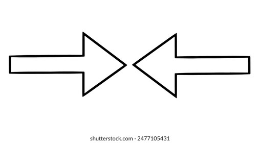 Icono de marcador de flecha simple dibujado a mano aislado sobre fondo transparente. Ilustración vectorial