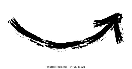 Hand drawn simple arrow drawn with wax crayon, chalk or charcoal. Uneven dry texture for underlining highlighting. Pencil drawn lines, strikethrough, grungy vector isolated on white