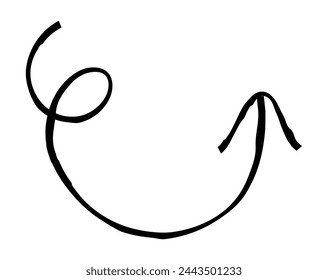 Hand drawn simple arrow drawn with wax crayon, chalk or charcoal. Uneven dry texture for underlining highlighting. Pencil drawn lines, strikethrough, grungy vector isolated on white.