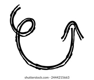Hand drawn simple arrow drawn with wax crayon, chalk or charcoal. Uneven dry texture for underlining highlighting. Pencil drawn lines, strikethrough, grungy vector isolated on white.