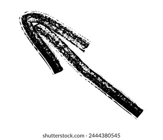 Hand drawn simple arrow drawn with wax crayon, chalk or charcoal. Uneven dry texture for underlining highlighting. Pencil drawn lines, strikethrough, grungy vector isolated on white.