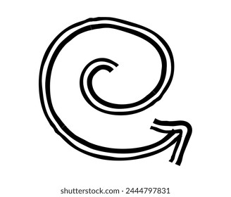 Hand drawn simple arrow drawn with wax crayon, chalk or charcoal. Uneven dry texture for underlining highlighting. Pencil drawn lines, strikethrough, grungy vector isolated on white.
