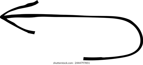 Hand drawn simple arrow drawn with wax crayon, chalk or charcoal. Uneven dry texture for underlining highlighting. Pencil drawn lines, strikethrough, grungy vector isolated on white.