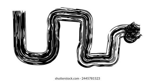 Hand drawn simple arrow drawn with wax crayon, chalk or charcoal. Uneven dry texture for underlining highlighting. Pencil drawn lines, strikethrough, grungy vector isolated on white