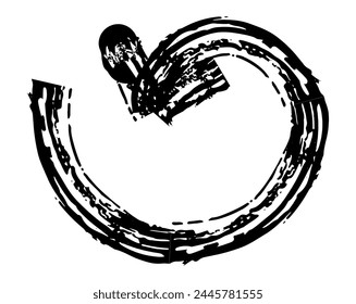 Hand drawn simple arrow drawn with wax crayon, chalk or charcoal. Uneven dry texture for underlining highlighting. Pencil drawn lines, strikethrough, grungy vector isolated on white.