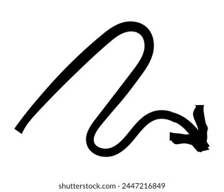 Hand drawn simple arrow drawn with wax crayon, chalk or charcoal. Uneven dry texture for underlining highlighting. Pencil drawn lines, strikethrough, grungy vector isolated on white.