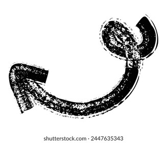Hand drawn simple arrow drawn with wax crayon, chalk or charcoal. Uneven dry texture for underlining highlighting. Pencil drawn lines, strikethrough, grungy vector isolated on white.