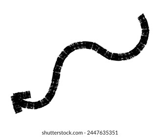 Hand drawn simple arrow drawn with wax crayon, chalk or charcoal. Uneven dry texture for underlining highlighting. Pencil drawn lines, strikethrough, grungy vector isolated on white.
