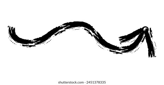 Hand drawn simple arrow drawn with wax crayon, chalk or charcoal. Uneven dry texture for underlining highlighting. Pencil drawn lines, strikethrough, grungy vector isolated on white.