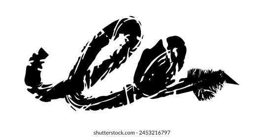 Hand drawn simple arrow drawn with wax crayon, chalk or charcoal. Uneven dry texture for underlining highlighting. Pencil drawn lines, strikethrough, grungy vector isolated on white.