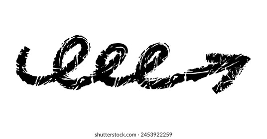 Hand drawn simple arrow drawn with wax crayon, chalk or charcoal. Uneven dry texture for underlining highlighting. Pencil drawn lines, strikethrough, grungy vector isolated on white.