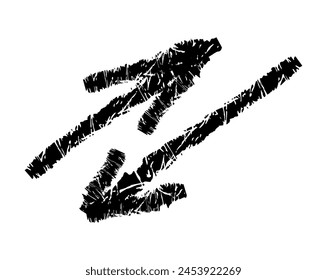 Hand drawn simple arrow drawn with wax crayon, chalk or charcoal. Uneven dry texture for underlining highlighting. Pencil drawn lines, strikethrough, grungy vector isolated on white.