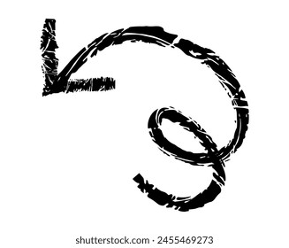 Hand drawn simple arrow drawn with wax crayon, chalk or charcoal. Uneven dry texture for underlining highlighting. Pencil drawn lines, strikethrough, grungy vector isolated on white.