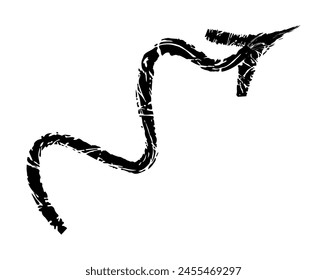 Hand drawn simple arrow drawn with wax crayon, chalk or charcoal. Uneven dry texture for underlining highlighting. Pencil drawn lines, strikethrough, grungy vector isolated on white.