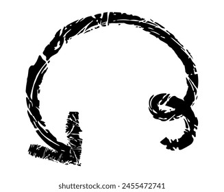 Hand drawn simple arrow drawn with wax crayon, chalk or charcoal. Uneven dry texture for underlining highlighting. Pencil drawn lines, strikethrough, grungy vector isolated on white.