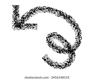 Hand drawn simple arrow drawn with wax crayon, chalk or charcoal. Uneven dry texture for underlining highlighting. Pencil drawn lines, strikethrough, grungy vector isolated on white.