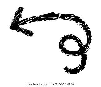 Hand drawn simple arrow drawn with wax crayon, chalk or charcoal. Uneven dry texture for underlining highlighting. Pencil drawn lines, strikethrough, grungy vector isolated on white.