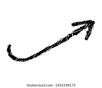 Hand drawn simple arrow drawn with wax crayon, chalk or charcoal. Uneven dry texture for underlining highlighting. Pencil drawn lines, strikethrough, grungy vector isolated on white.