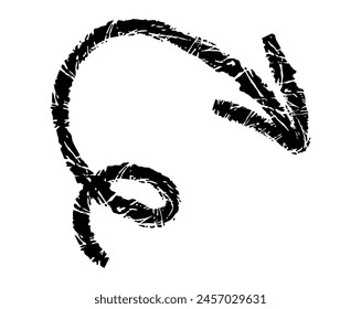 Flecha simple dibujada a mano dibujada con cera de crayón, tiza o carbón. Textura seca desigual para resaltar el subrayado. Líneas dibujadas a lápiz, tachado, Vector grungy aislado en blanco.