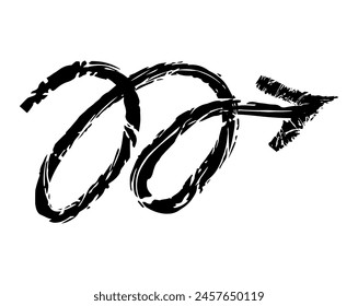 Hand drawn simple arrow drawn with wax crayon, chalk or charcoal. Uneven dry texture for underlining highlighting. Pencil drawn lines, strikethrough, grungy vector isolated on white.