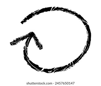 Hand drawn simple arrow drawn with wax crayon, chalk or charcoal. Uneven dry texture for underlining highlighting. Pencil drawn lines, strikethrough, grungy vector isolated on white.