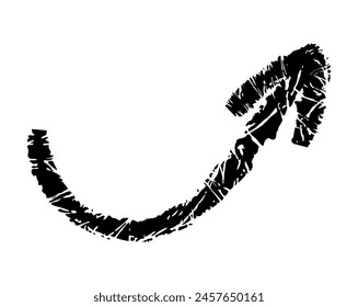 Hand drawn simple arrow drawn with wax crayon, chalk or charcoal. Uneven dry texture for underlining highlighting. Pencil drawn lines, strikethrough, grungy vector isolated on white.