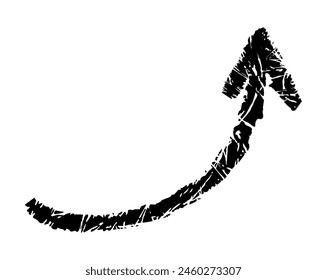 Hand drawn simple arrow drawn with wax crayon, chalk or charcoal. Uneven dry texture for underlining highlighting. Pencil drawn lines, strikethrough, grungy vector isolated on white.