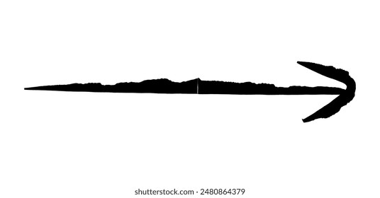 Hand drawn simple arrow drawn with wax crayon, chalk or charcoal. Uneven dry texture for underlining highlighting. Pencil drawn lines, strikethrough, grungy vector isolated on white