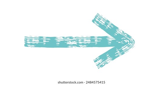 Hand drawn simple arrow drawn with wax crayon, chalk or charcoal. Uneven dry texture for underlining highlighting. Pencil drawn lines, strikethrough, grungy vector isolated on white