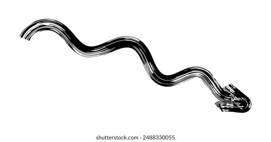 Hand drawn simple arrow drawn with wax crayon, chalk or charcoal. Uneven dry texture for underlining highlighting. Pencil drawn lines, strikethrough, grungy vector isolated on white.