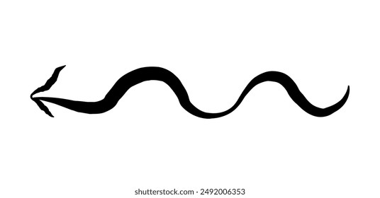 Hand drawn simple arrow drawn with wax crayon, chalk or charcoal. Uneven dry texture for underlining highlighting. Pencil drawn lines, strikethrough, grungy vector isolated on white