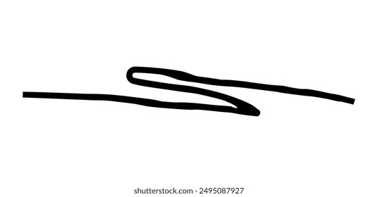 Flecha simple dibujada a mano dibujada con cera de crayón, tiza o carbón. Textura seca desigual para resaltar el subrayado. Líneas dibujadas a lápiz, tachado, Vector grungy aislado en blanco