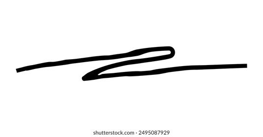 Hand drawn simple arrow drawn with wax crayon, chalk or charcoal. Uneven dry texture for underlining highlighting. Pencil drawn lines, strikethrough, grungy vector isolated on white