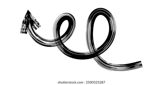 Hand drawn simple arrow drawn with wax crayon, chalk or charcoal. Uneven dry texture for underlining highlighting. Pencil drawn lines, strikethrough, grungy vector isolated on white.