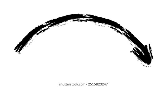 Seta simples desenhada à mão desenhada com cera de giz de cera, giz ou carvão. Textura seca irregular para realce de sublinhado. Linhas desenhadas a lápis, riscadas, vetor grungy isolado no branco.