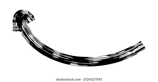Hand drawn simple arrow drawn with wax crayon, chalk or charcoal. Uneven dry texture for underlining highlighting. Pencil drawn lines, strikethrough, grungy vector isolated on white.