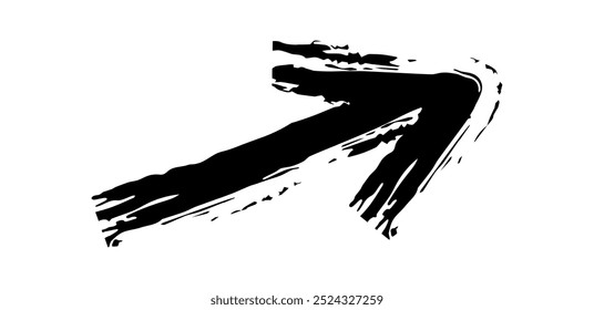 Hand drawn simple arrow drawn with wax crayon, chalk or charcoal. Uneven dry texture for underlining highlighting. Pencil drawn lines, strikethrough, grungy vector isolated on white