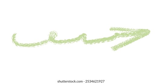 Hand drawn simple arrow drawn with wax crayon, chalk or charcoal. Uneven dry texture for underlining highlighting. Pencil drawn lines, strikethrough, grungy vector isolated on white.