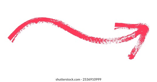 Hand drawn simple arrow drawn with wax crayon, chalk or charcoal. Uneven dry texture for underlining highlighting. Pencil drawn lines, strikethrough, grungy vector isolated on white.