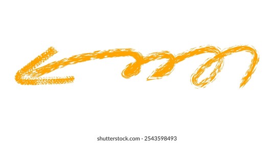 Hand drawn simple arrow drawn with wax crayon, chalk or charcoal. Uneven dry texture for underlining highlighting. Pencil drawn lines, strikethrough, grungy vector isolated on white.