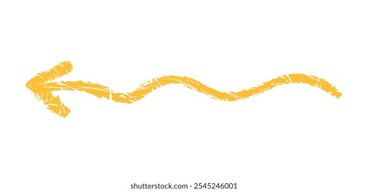 Hand drawn simple arrow drawn with wax crayon, chalk or charcoal. Uneven dry texture for underlining highlighting. Pencil drawn lines, strikethrough, grungy vector isolated on white.