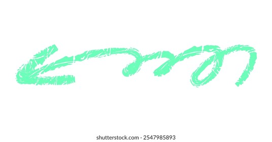 Hand drawn simple arrow drawn with wax crayon, chalk or charcoal. Uneven dry texture for underlining highlighting. Pencil drawn lines, strikethrough, grungy vector isolated on white.