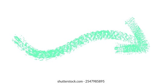 Hand drawn simple arrow drawn with wax crayon, chalk or charcoal. Uneven dry texture for underlining highlighting. Pencil drawn lines, strikethrough, grungy vector isolated on white.