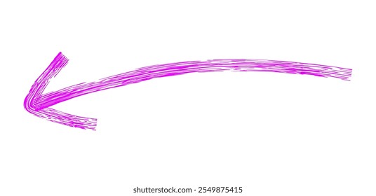Hand drawn simple arrow drawn with wax crayon, chalk or charcoal. Uneven dry texture for underlining highlighting. Pencil drawn lines, strikethrough, grungy vector isolated on white.